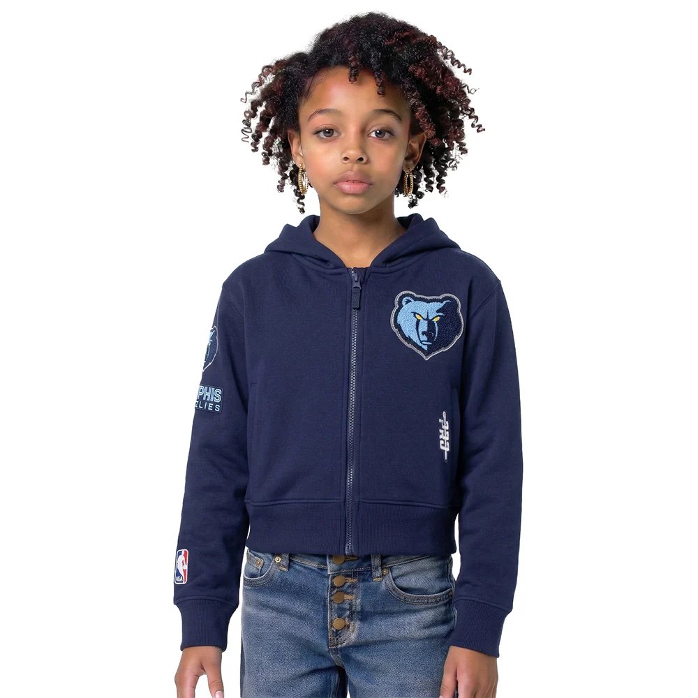 NBA MEMPHIS GRIZZLIES CLASSIC BIG GIRLS  FLEECE FULL ZIP HOODIE (MIDNIGHT NAVY)