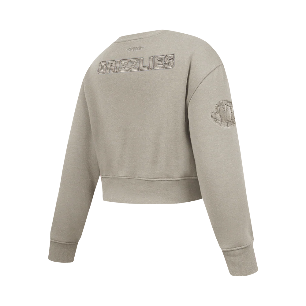 NBA MEMPHIS GRIZZLIES NEUTRAL BIG GIRLS FLC CREWNECK (TAUPE) - Image 4