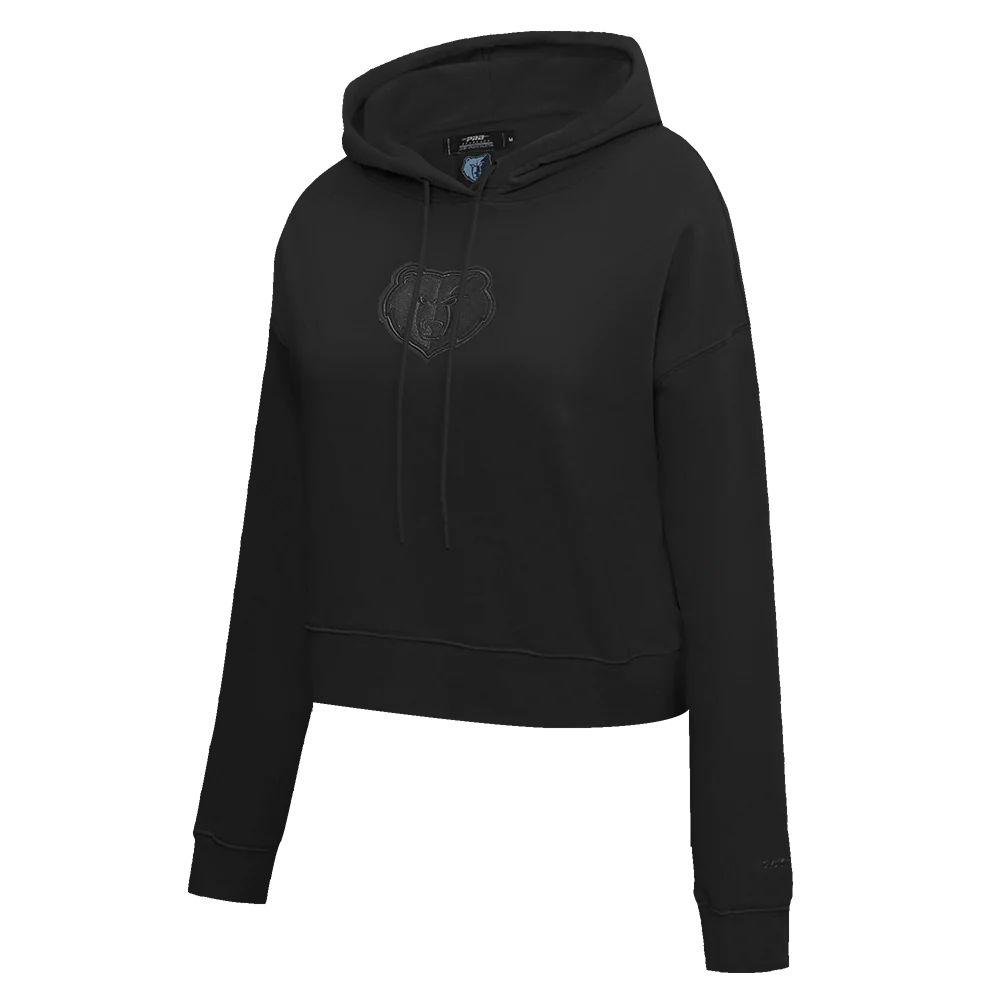 NBA MEMPHIS GRIZZLIES NEUTRAL WOMEN'S CROPPED PULLOVER HOODIE (BLACK) - Image 2