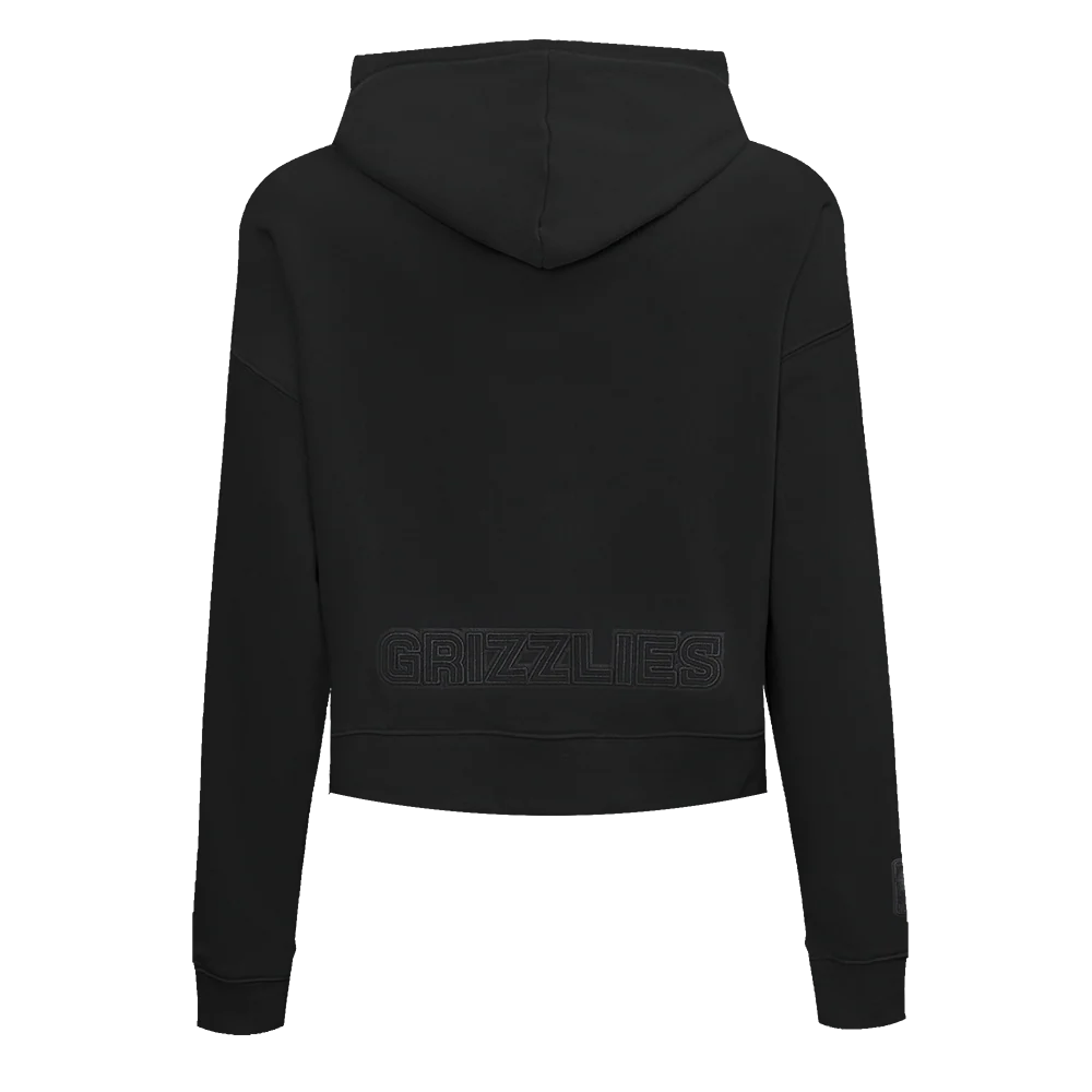 NBA MEMPHIS GRIZZLIES NEUTRAL WOMEN'S CROPPED PULLOVER HOODIE (BLACK) - Image 3