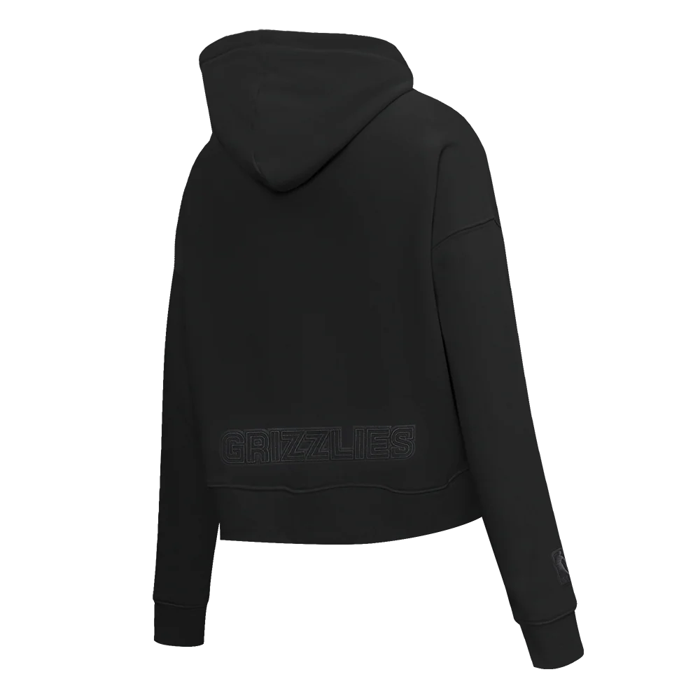 NBA MEMPHIS GRIZZLIES NEUTRAL WOMEN'S CROPPED PULLOVER HOODIE (BLACK) - Image 4