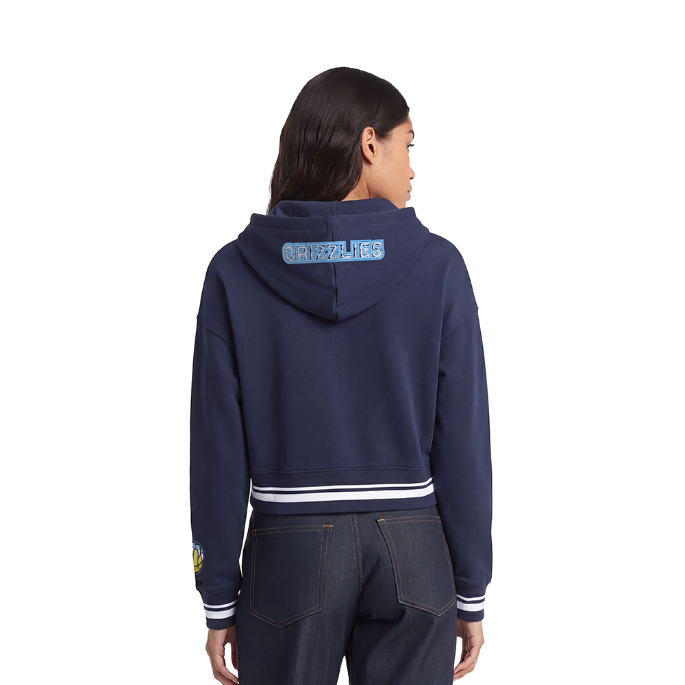NBA MEMPHIS GRIZZLIES MASHUP WOMEN'S RIB CROPPED PULLOVER HOODIE (MIDNIGHT NAVY) - Image 2