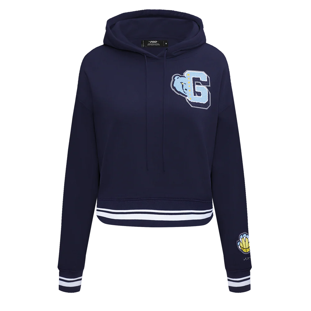 NBA MEMPHIS GRIZZLIES MASHUP WOMEN'S RIB CROPPED PULLOVER HOODIE (MIDNIGHT NAVY) - Image 3