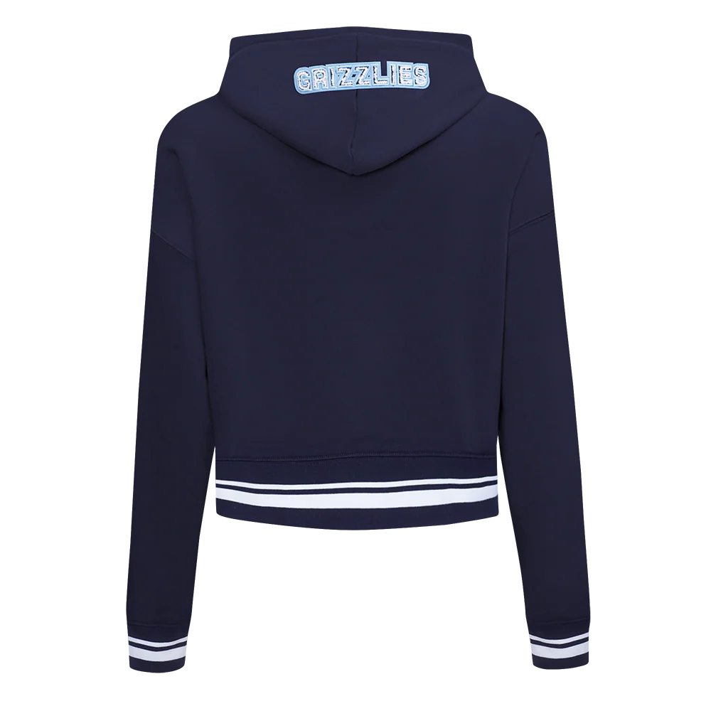 NBA MEMPHIS GRIZZLIES MASHUP WOMEN'S RIB CROPPED PULLOVER HOODIE (MIDNIGHT NAVY) - Image 5