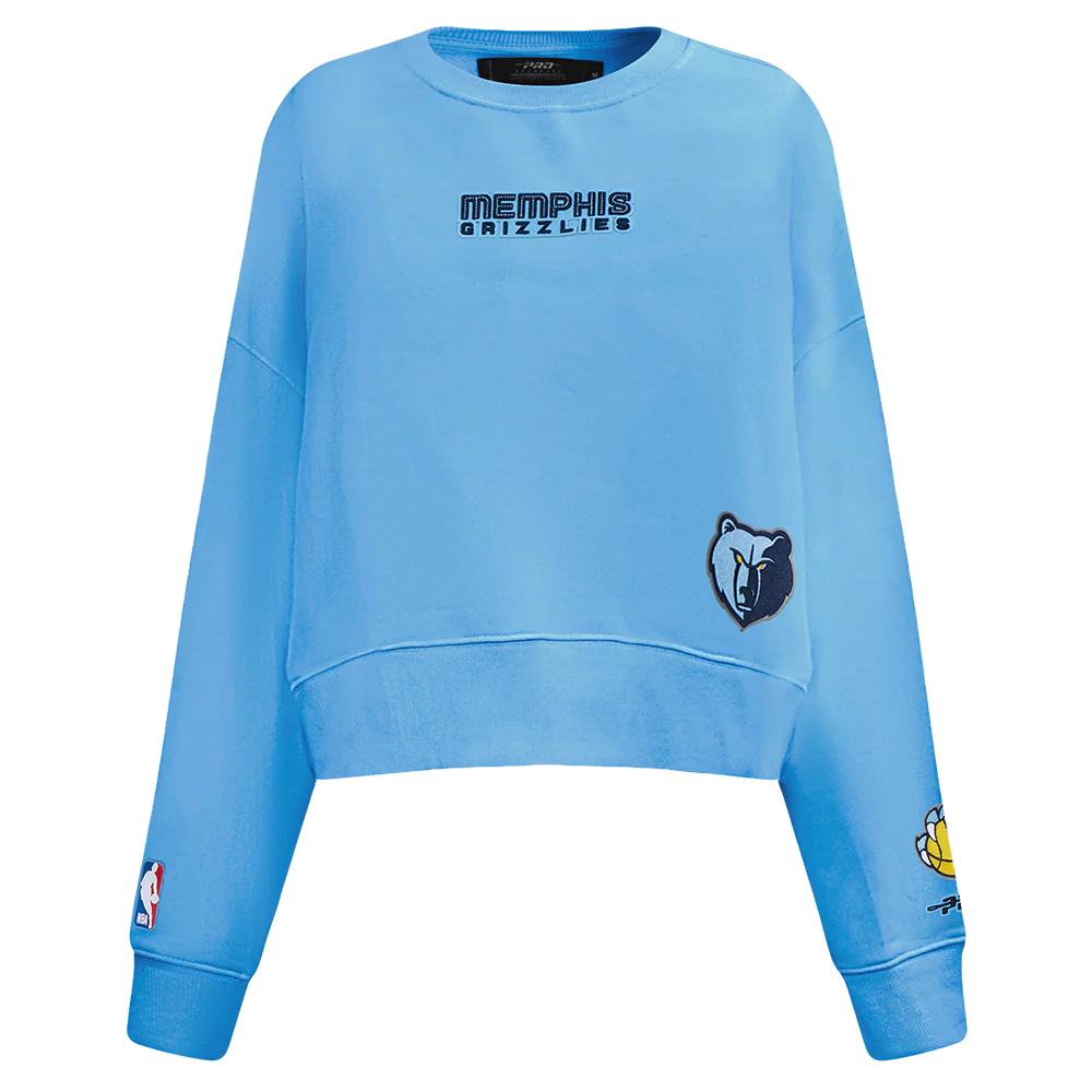 NBA MEMPHIS GRIZZLIES WINGSPAN WOMEN'S FLEECE CREWNECK (UNIVERSITY BLUE) - Image 3