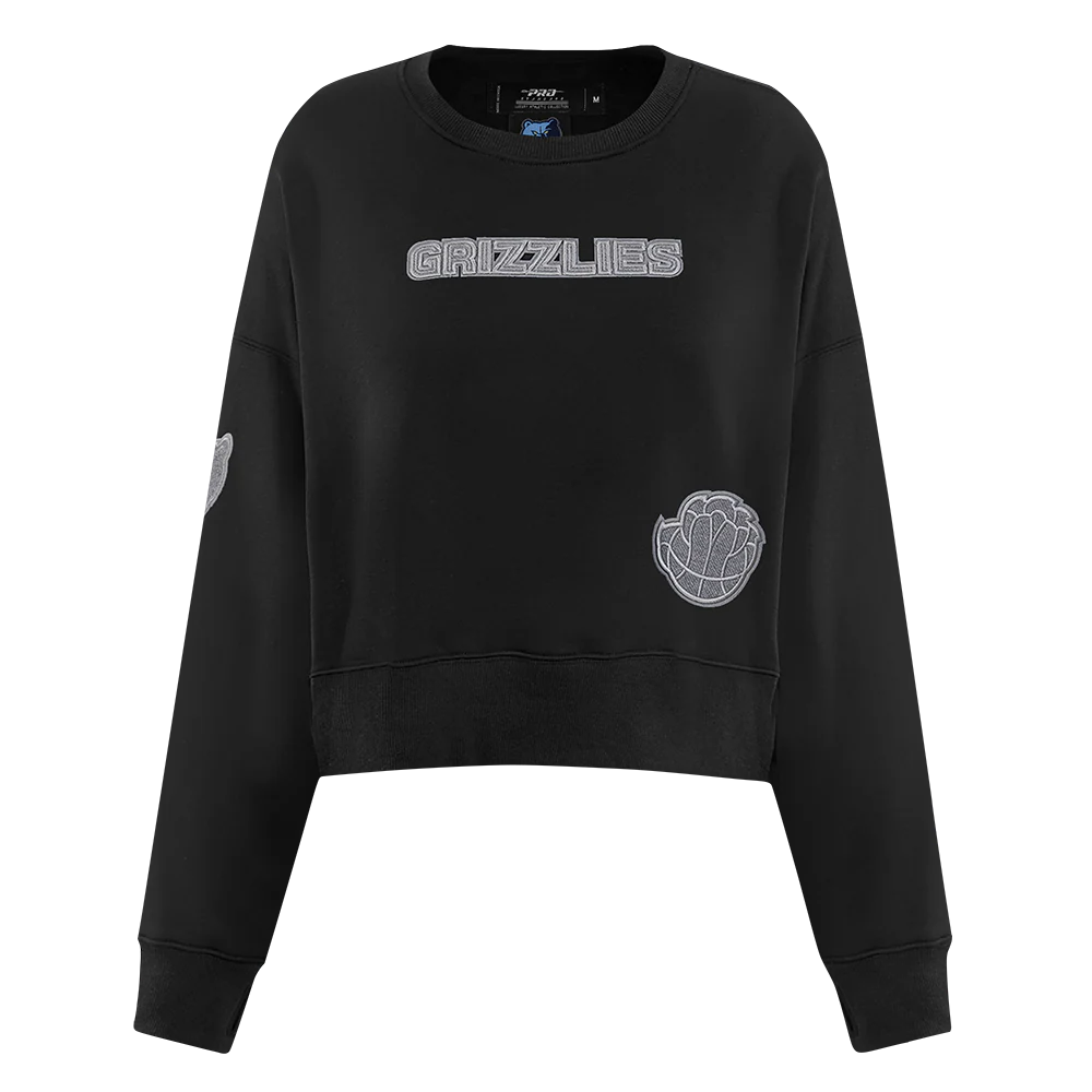 NBA MEMPHIS GRIZZLIES REVERSE FRENCH TERRY WOMEN'S FLEECE CREWNECK (BLACK)