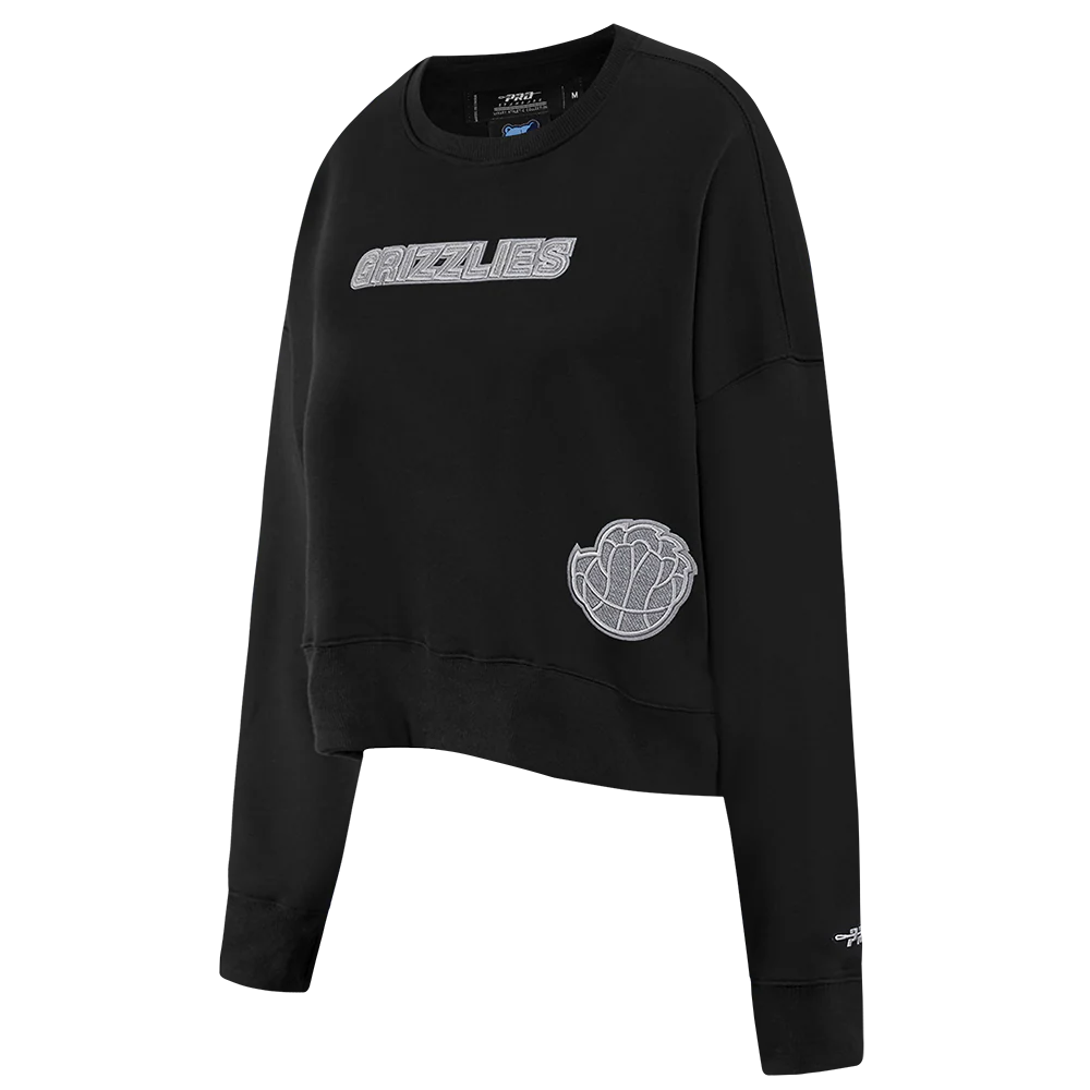 NBA MEMPHIS GRIZZLIES REVERSE FRENCH TERRY WOMEN'S FLEECE CREWNECK (BLACK) - Image 2