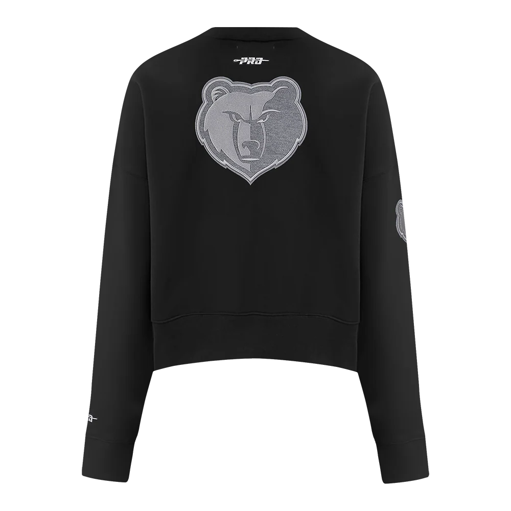 NBA MEMPHIS GRIZZLIES REVERSE FRENCH TERRY WOMEN'S FLEECE CREWNECK (BLACK) - Image 3