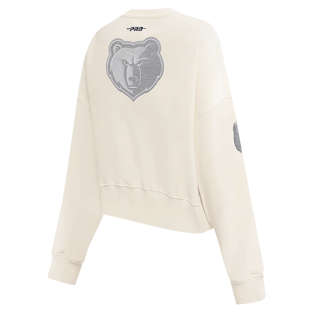 NBA MEMPHIS GRIZZLIES REVERSE FRENCH TERRY WOMEN'S FLEECE CREWNECK (EGGSHELL) - Image 4