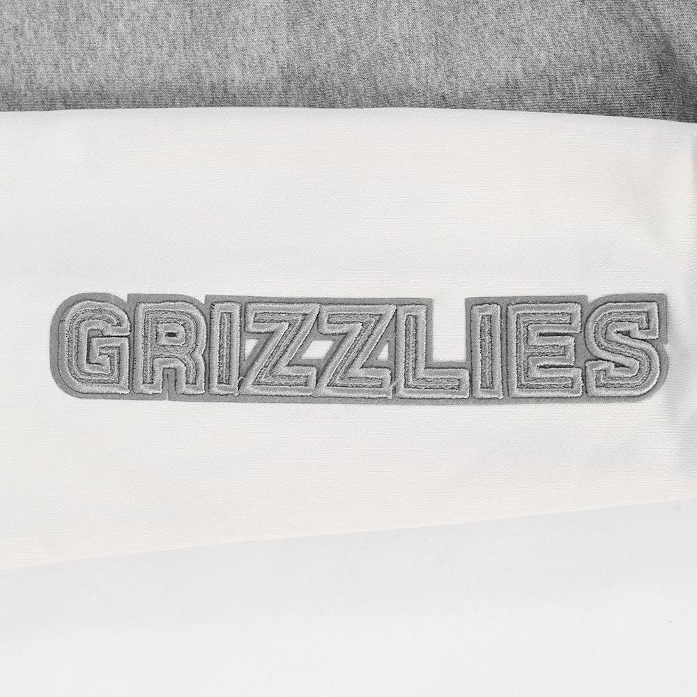 NBA MEMPHIS GRIZZLIES REVERSE FRENCH TERRY WOMEN'S COLOR BLOCK FLEECE FULL ZIP HOODIE (BLACK/GRAY/EGGSHELL) - Image 5