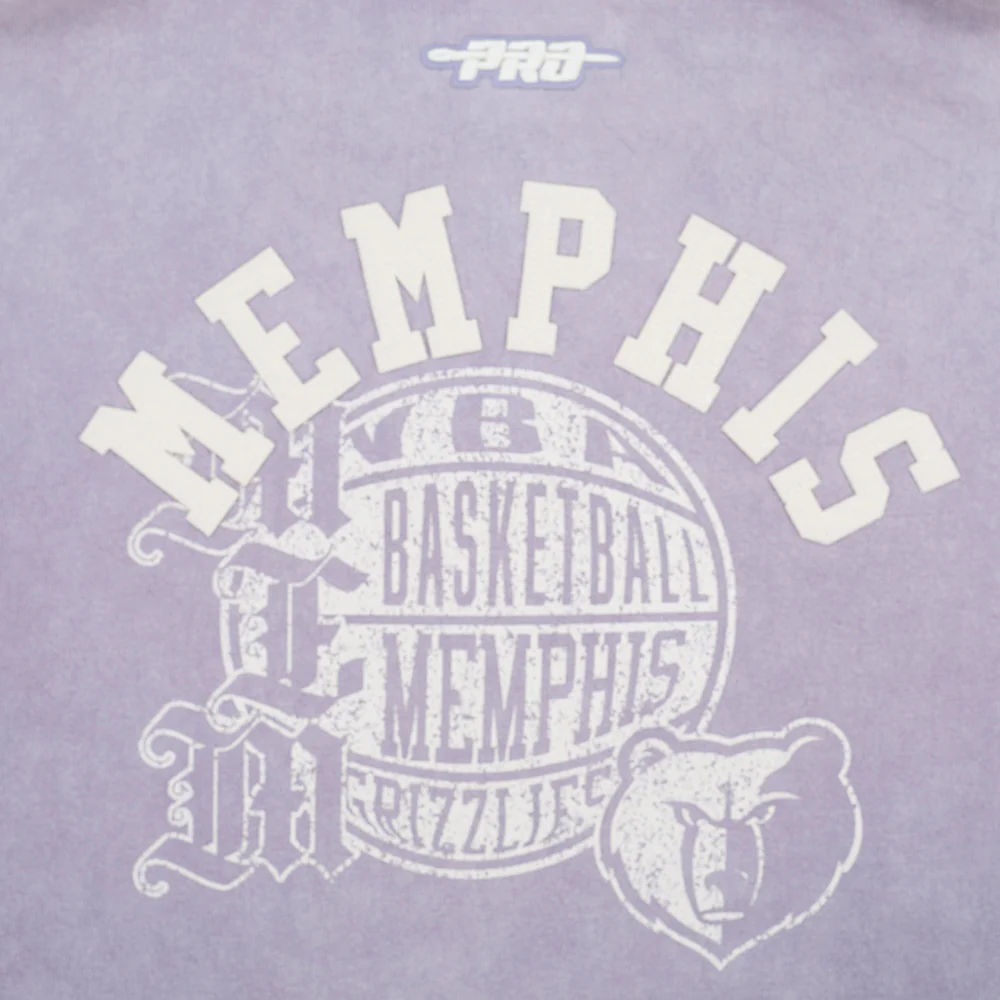 NBA MEMPHIS GRIZZLIES STREET TEAM WOMEN'S ENZYME WASH FT CROPPED PO HOODIE (WASHED LILAC GRAY) - Image 5