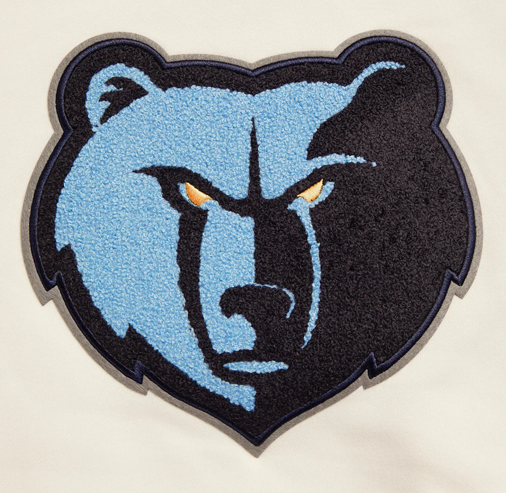 NBA MEMPHIS GRIZZLIES RETRO CLASSIC WOMEN'S RIB CROPPED PULLOVER HOODIE (EGGSHELL/UNIVERSITY BLUE) - Image 7