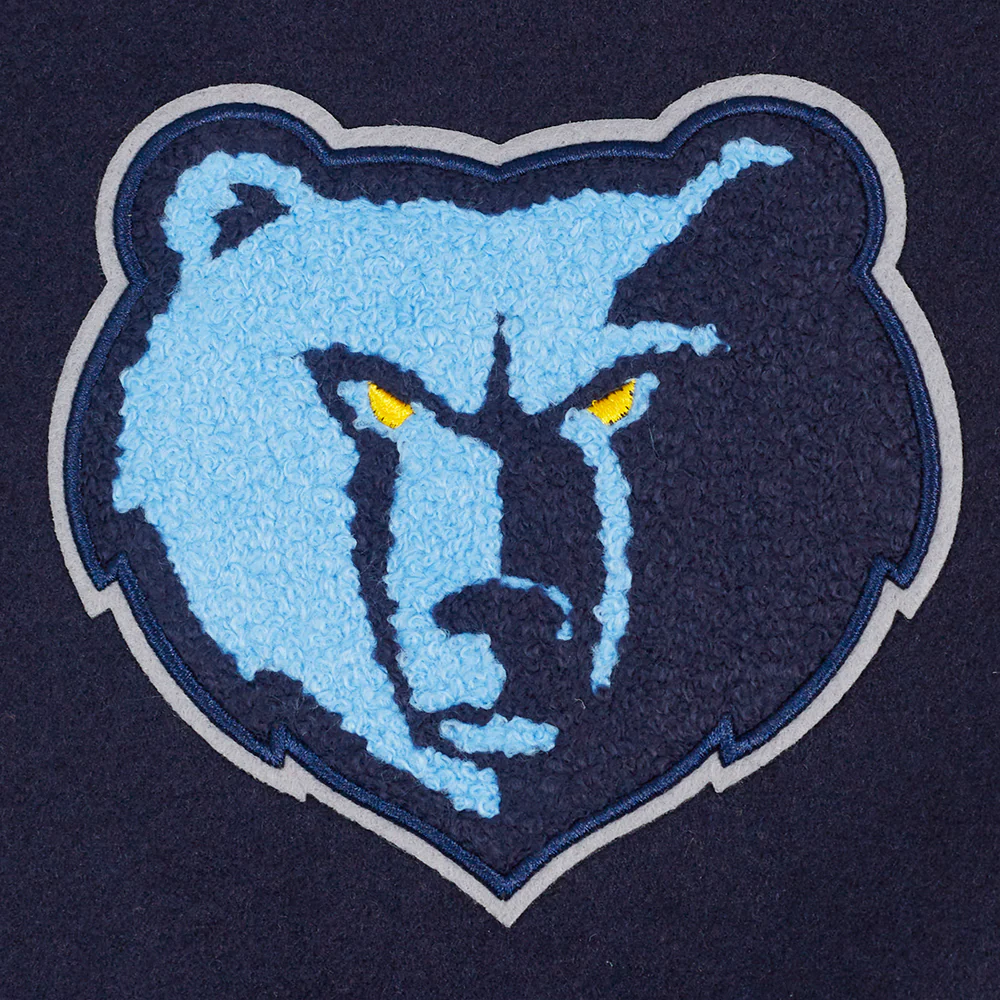 NBA MEMPHIS GRIZZLIES SCRIPT TAIL WOMEN'S WOOL VARSITY JACKET (MIDNIGHT NAVY/WHITE) - Image 5