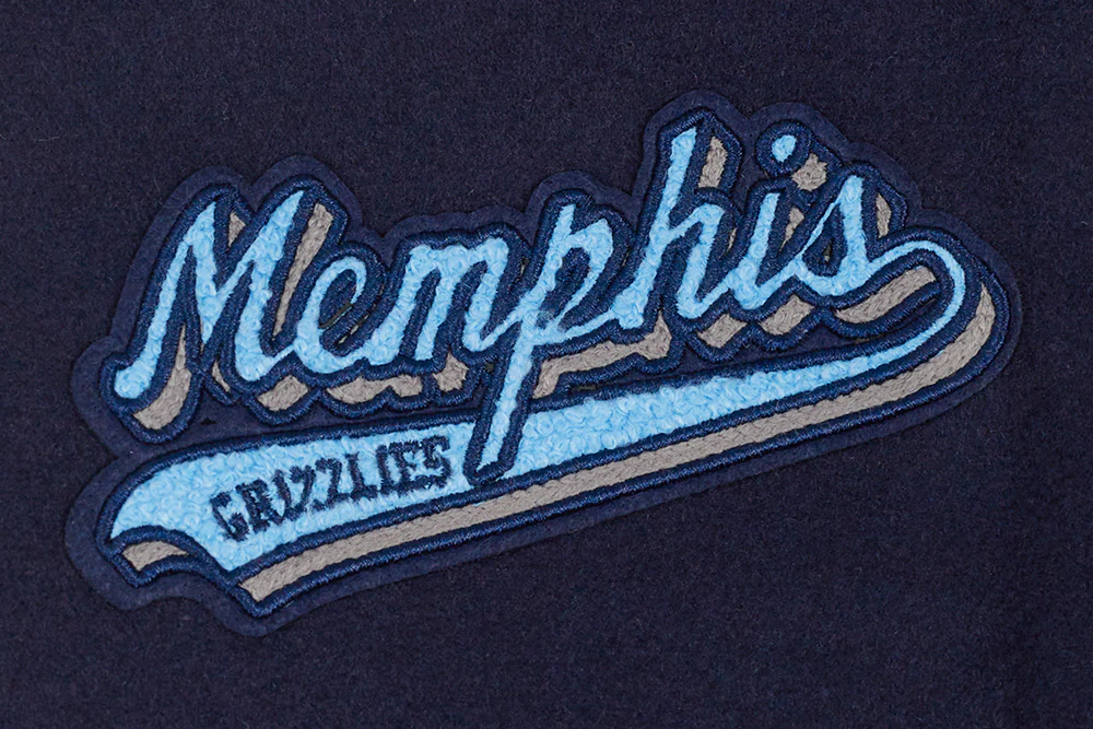 NBA MEMPHIS GRIZZLIES SCRIPT TAIL WOMEN'S WOOL VARSITY JACKET (MIDNIGHT NAVY/WHITE) - Image 6