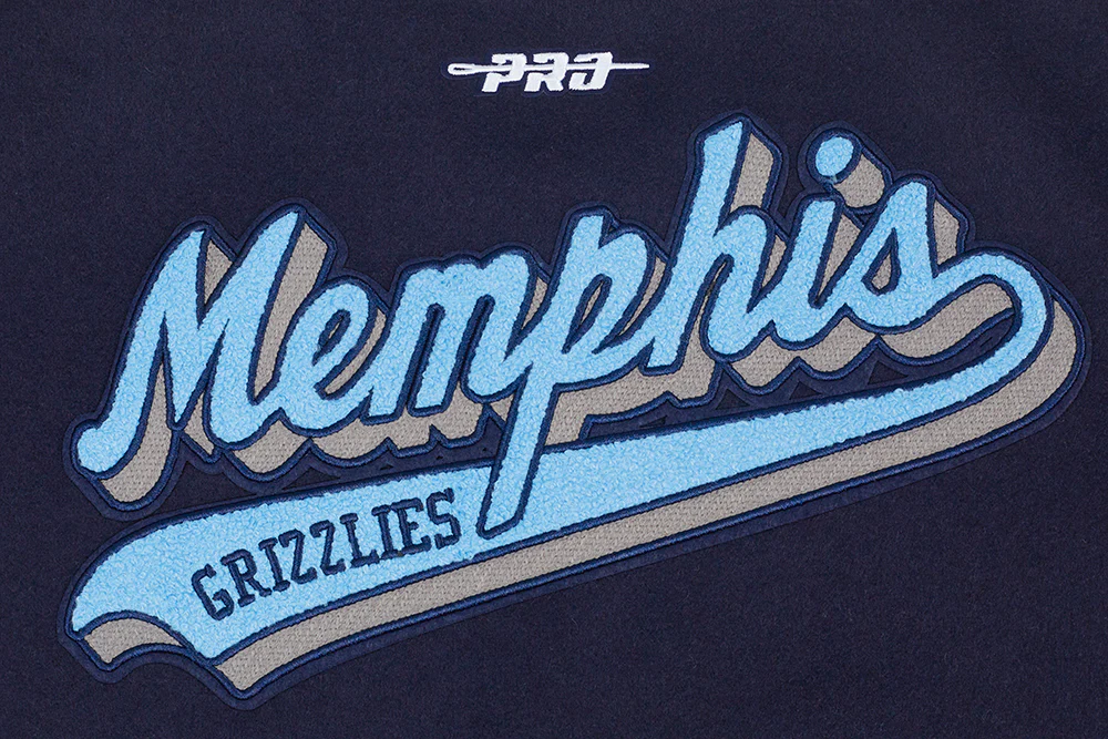 NBA MEMPHIS GRIZZLIES SCRIPT TAIL WOMEN'S WOOL VARSITY JACKET (MIDNIGHT NAVY/WHITE) - Image 7