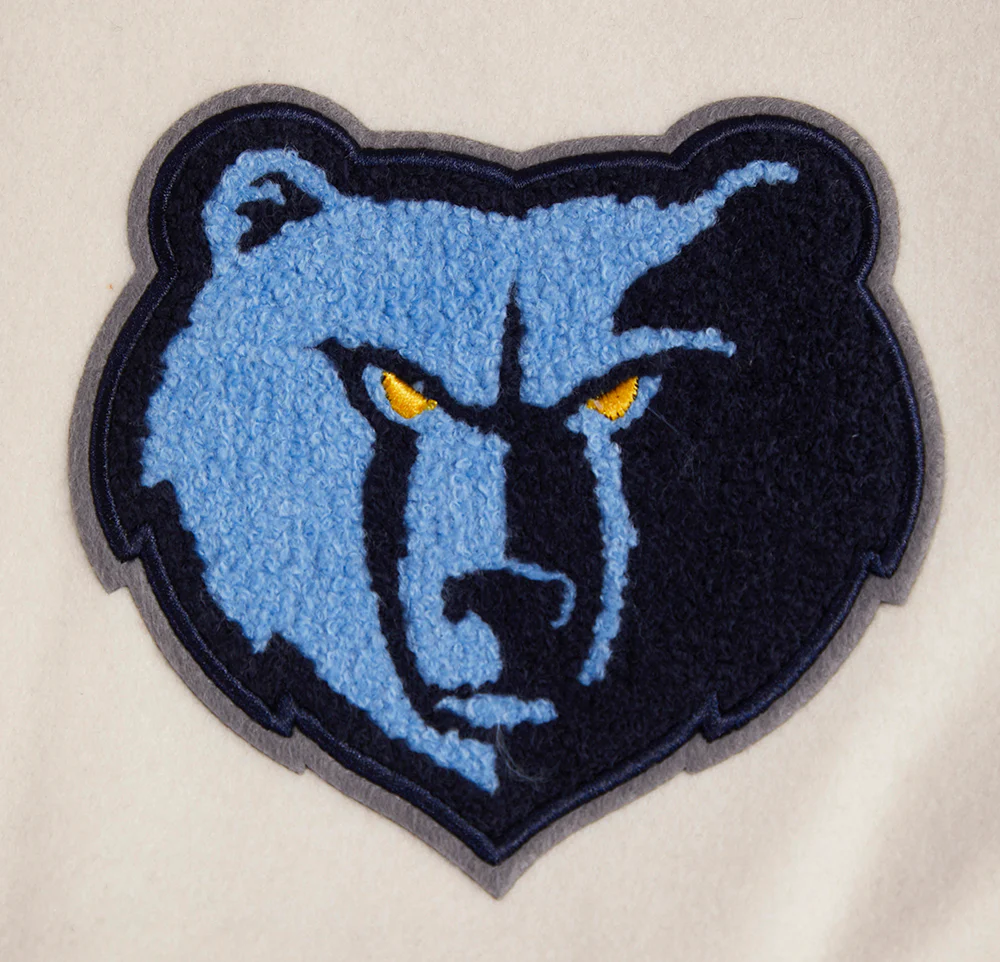 NBA MEMPHIS GRIZZLIES RETRO CLASSICS WOMEN'S VARSITY JACKET (EGGSHELL/UNIVERSAL BLUE) - Image 8