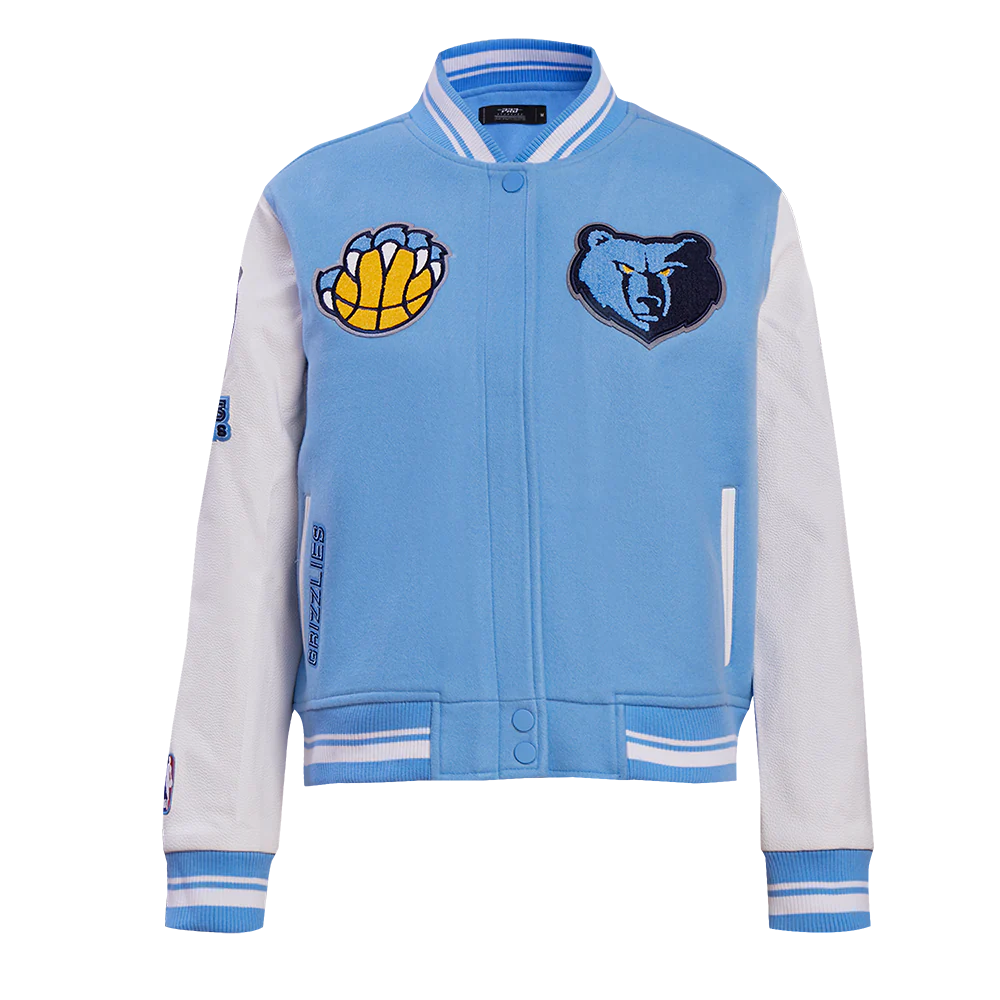 NBA MEMPHIS GRIZZLIES RETRO CLASSICS WOMEN'S VARSITY JACKET (UNIVERSITY BLUE/WHITE)