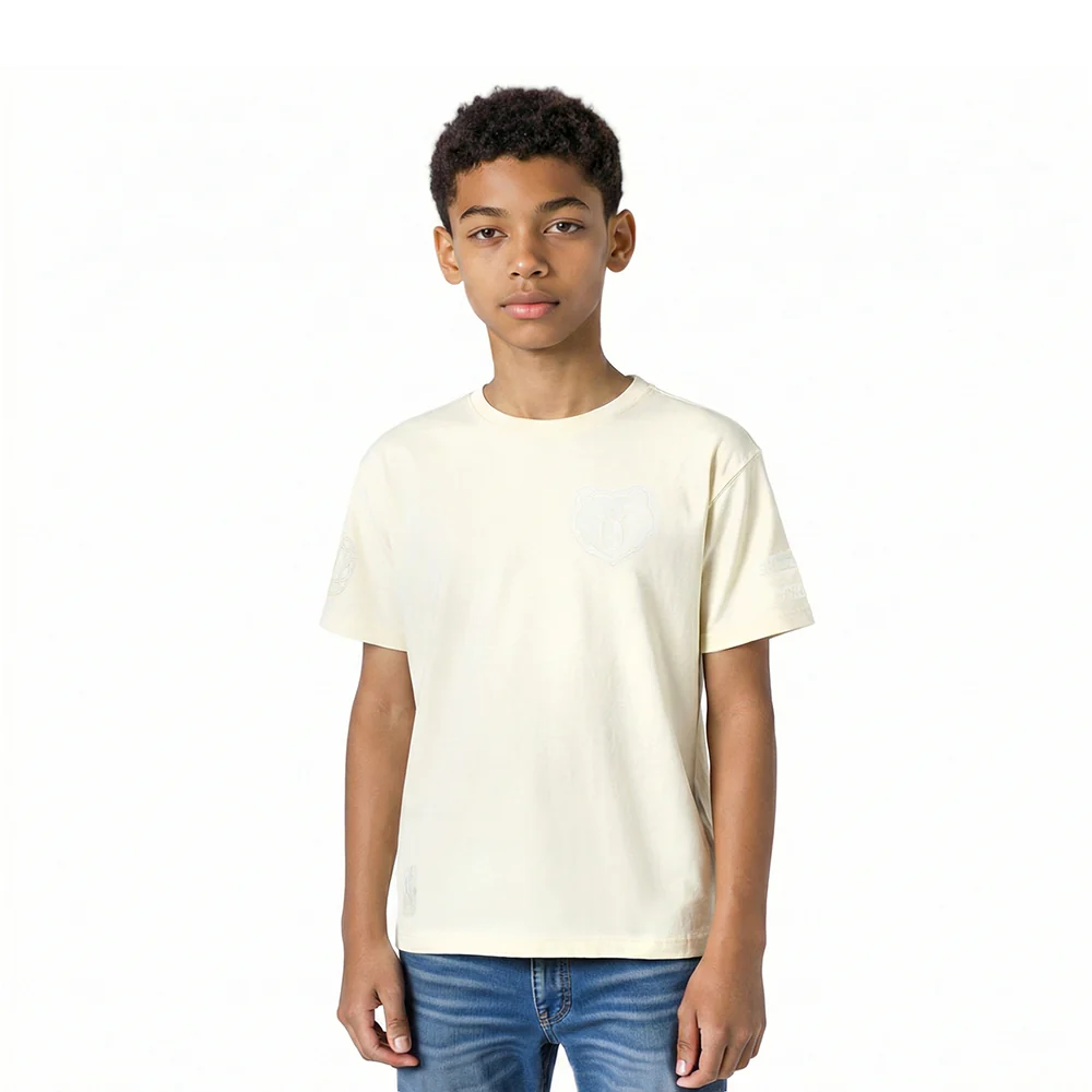 NBA MEMPHIS GRIZZLIES NEUTRAL LITTLE BOYS SHORT SLEEVE TEE (EGGSHELL)