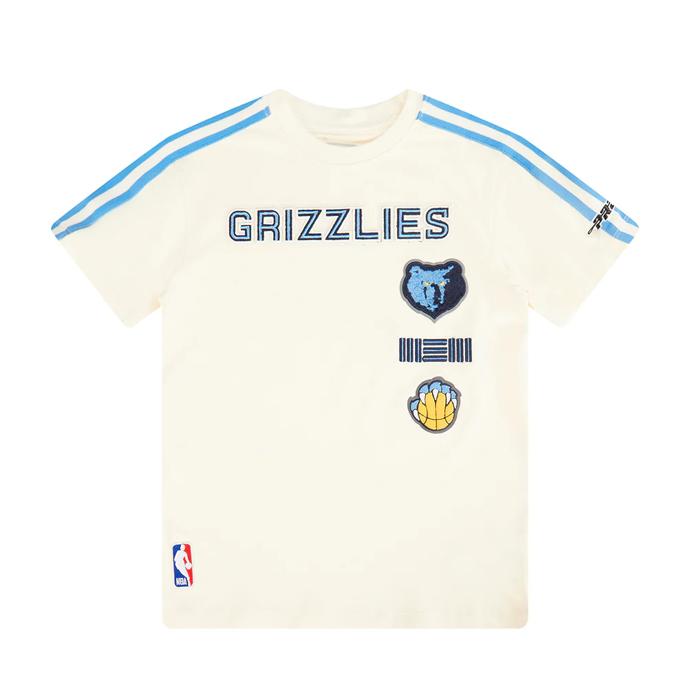NBA MEMPHIS GRIZZLIES RETRO CLASSIC LITTLE BOYS SHORT SLEEVE TAPING TEE (EGGSHELL/ UNIVERSITY BLUE) - Image 3
