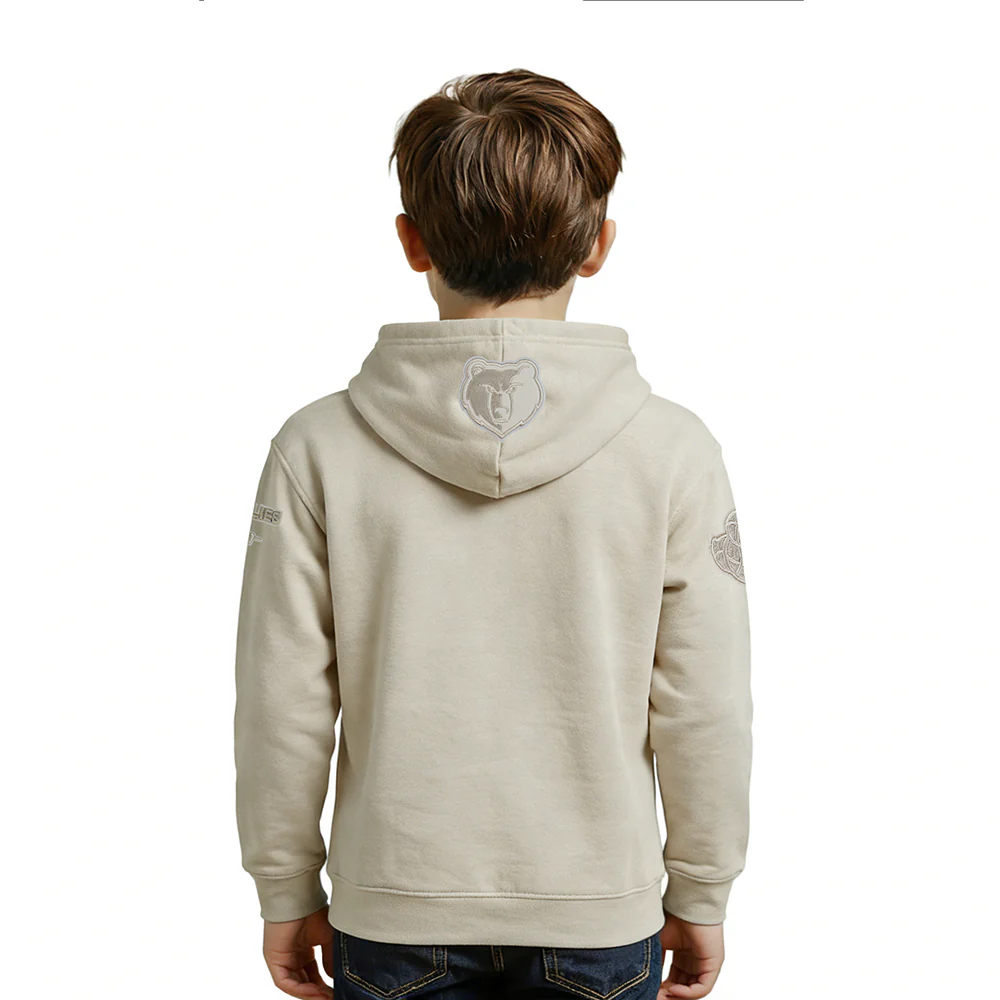 NBA MEMPHIS GRIZZLIES NEUTRAL LITTLE BOYS FLEECE PULLOVER HOODIE (TAUPE) - Image 2