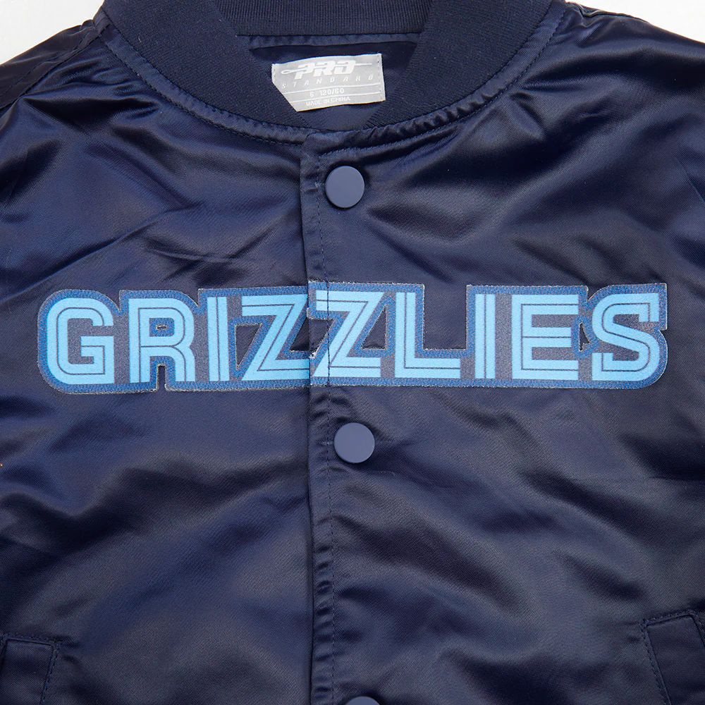 NBA MEMPHIS GRIZZLIES CLASSIC LITTLE BOYS SATIN JACKET (MIDNIGHT NAVY) - Image 8