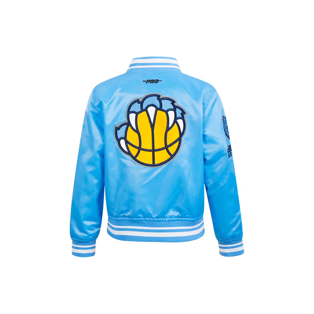 NBA MEMPHIS GRIZZLIES RETRO CLASSIC LITTLE BOYS RIB SATIN JACKET (UNIVERSITY BLUE) - Image 3