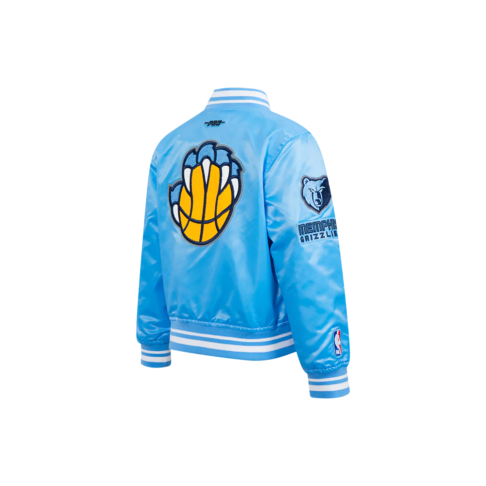 NBA MEMPHIS GRIZZLIES RETRO CLASSIC LITTLE BOYS RIB SATIN JACKET (UNIVERSITY BLUE) - Image 4
