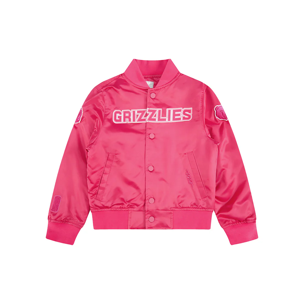 NBA MEMPHIS GRIZZLIES TRIPLE PINK LITTLE GIRLS  SATIN JACKET (BEETROOT PURPLE) - Image 3