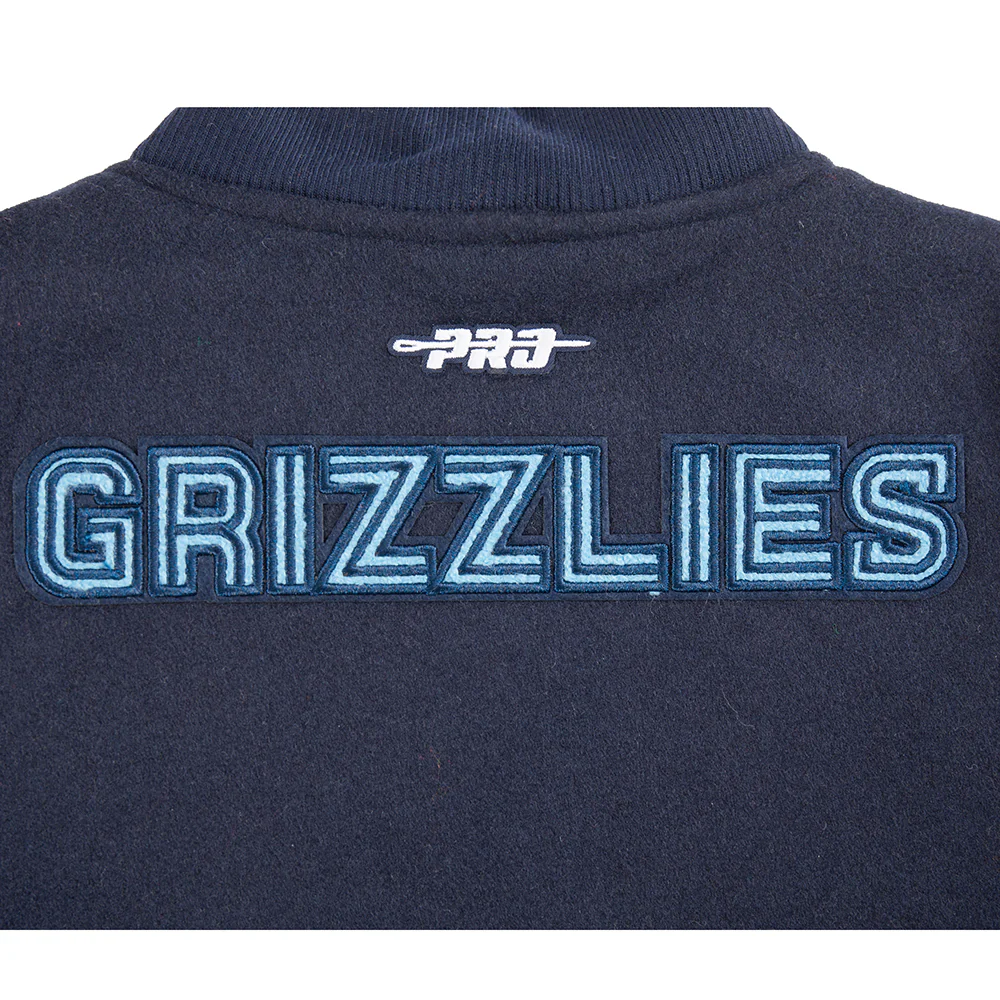 NBA MEMPHIS GRIZZLIES CLASSIC LITTLE BOYS WOOL VARSITY JACKET (MIDNIGHT NAVY/WHITE) - Image 9