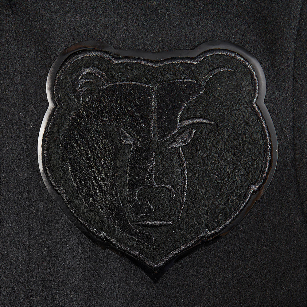 NBA MEMPHIS GRIZZLIES TRIPLE BLACK LITTLE BOYS WOOL VARSITY JACKET (JET BLACK) - Image 6