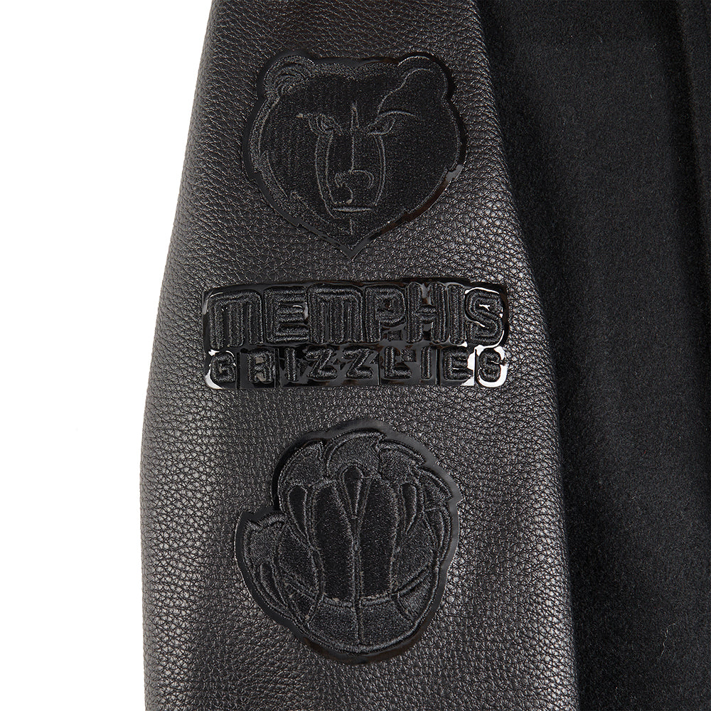 NBA MEMPHIS GRIZZLIES TRIPLE BLACK LITTLE BOYS WOOL VARSITY JACKET (JET BLACK) - Image 7