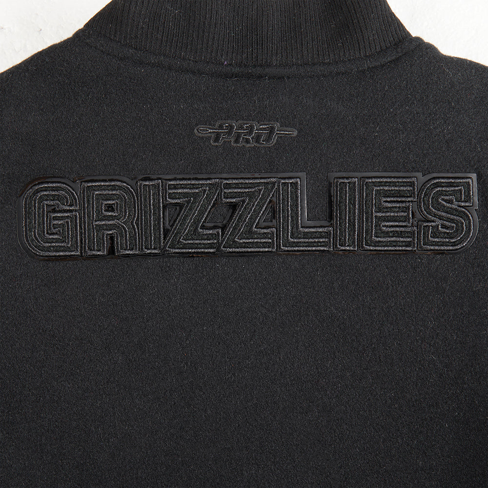 NBA MEMPHIS GRIZZLIES TRIPLE BLACK LITTLE BOYS WOOL VARSITY JACKET (JET BLACK) - Image 9