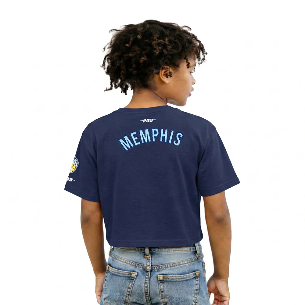 NBA MEMPHIS GRIZZLIES CLASSIC LITTLE GIRLS SHORT SLEEVE BOXY TEE (MIDNIGHT NAVY) - Image 2