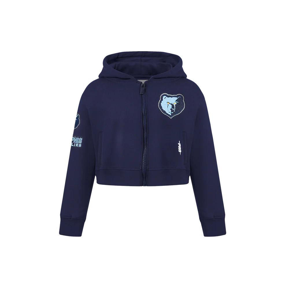 NBA MEMPHIS GRIZZLIES CLASSIC LITTLE GIRLS  FLEECE FULL ZIP HOODIE (MIDNIGHT NAVY)