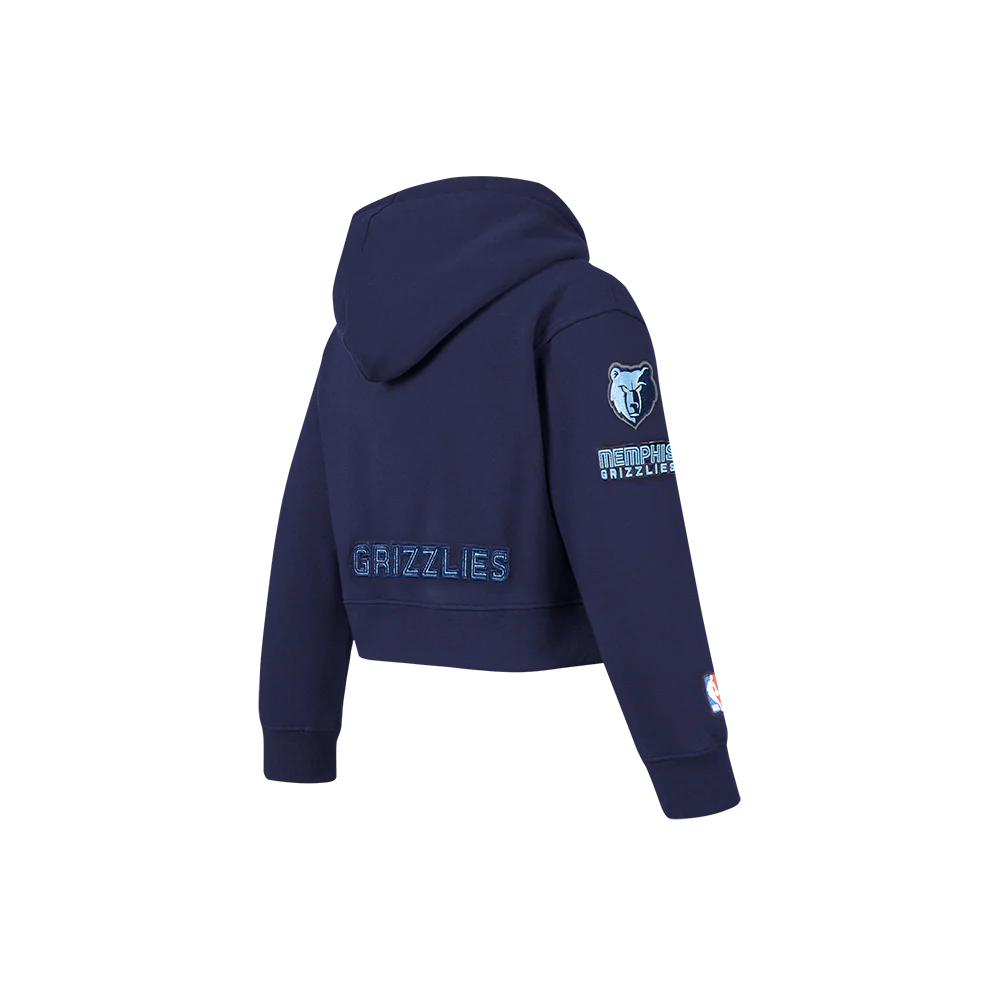 NBA MEMPHIS GRIZZLIES CLASSIC LITTLE GIRLS  FLEECE FULL ZIP HOODIE (MIDNIGHT NAVY) - Image 4