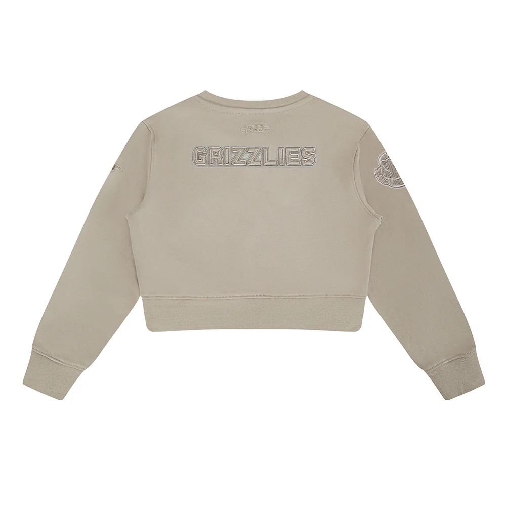 NBA MEMPHIS GRIZZLIES NEUTRAL LITTLE GIRLS FLC CREWNECK (TAUPE) - Image 4