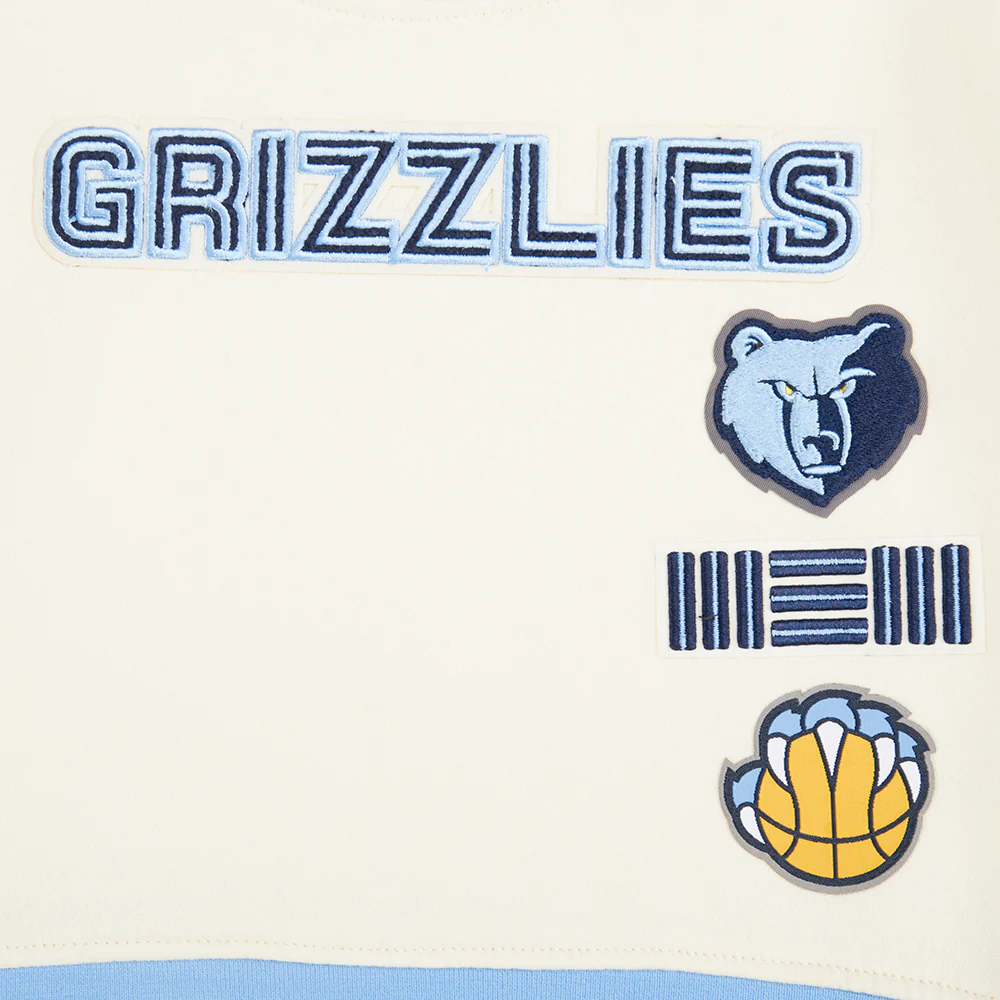 NBA MEMPHIS GRIZZLIES RETRO CLASSIC LITTLE GIRLS RIB FLEECE CREWNECK (EGGSHELL/ UNIVERSITY BLUE) - Image 7