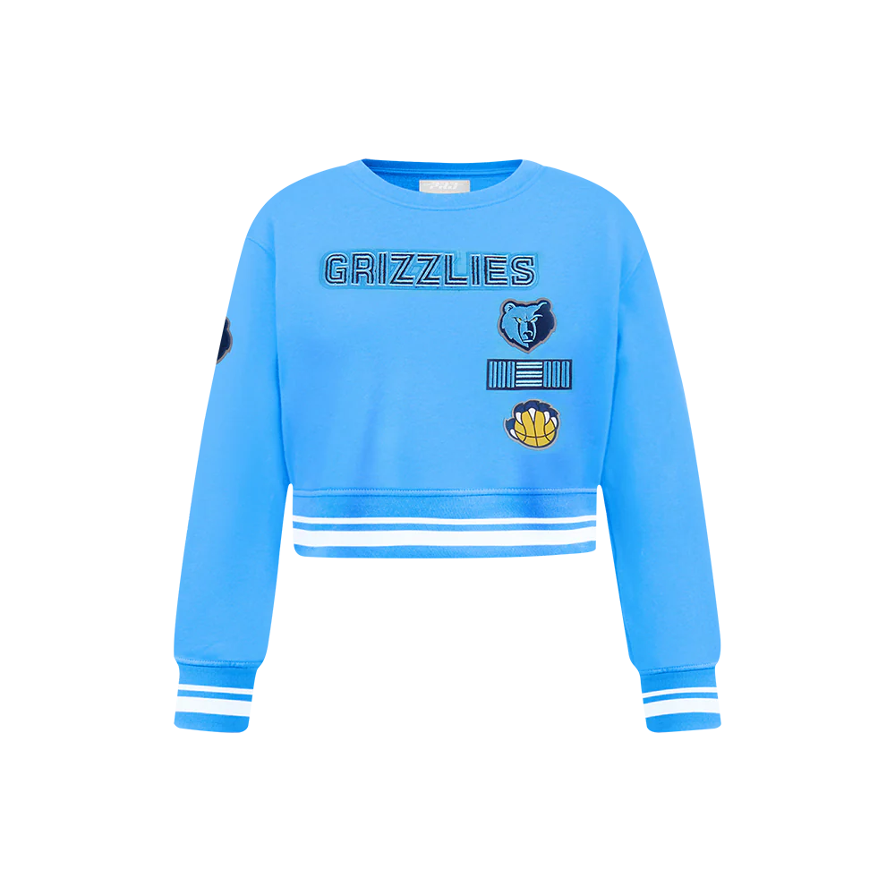 NBA MEMPHIS GRIZZLIES RETRO CLASSIC LITTLE GIRLS RIB FLEECE CREWNECK (UNIVERSITY BLUE)