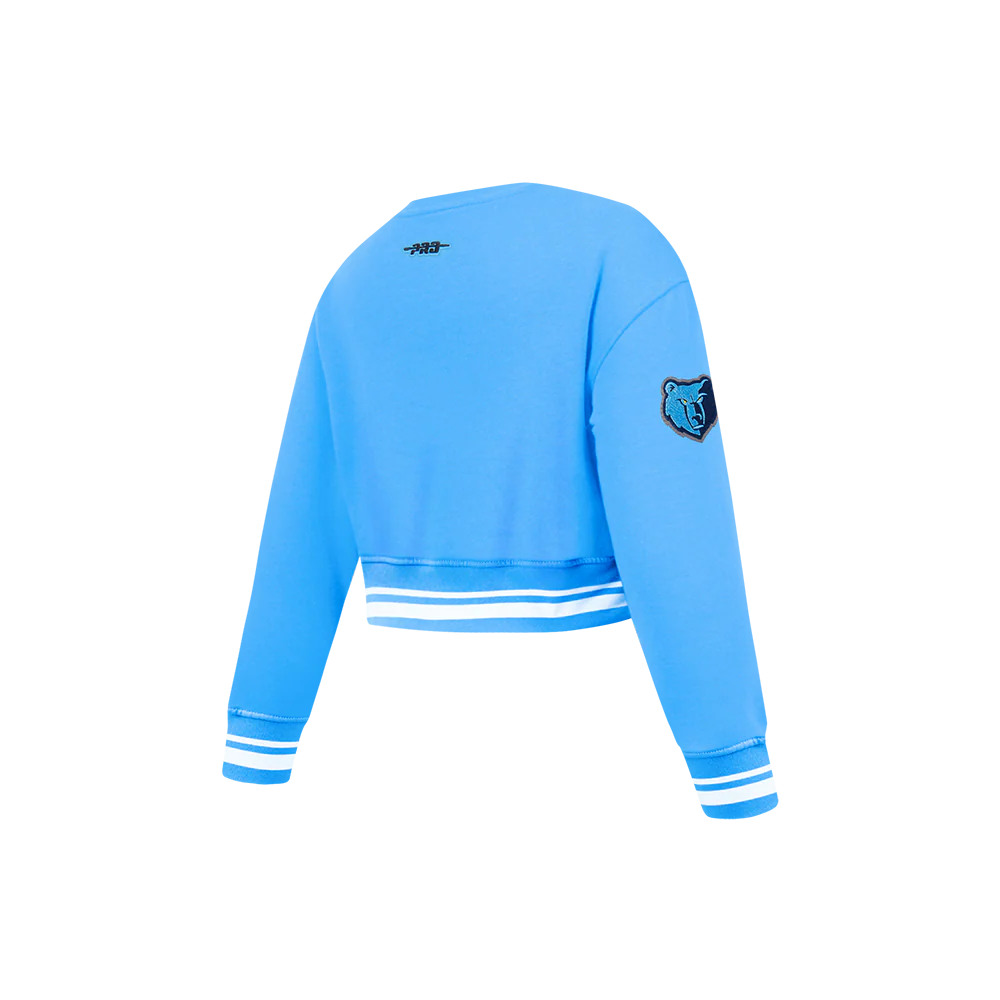 NBA MEMPHIS GRIZZLIES RETRO CLASSIC LITTLE GIRLS RIB FLEECE CREWNECK (UNIVERSITY BLUE) - Image 4