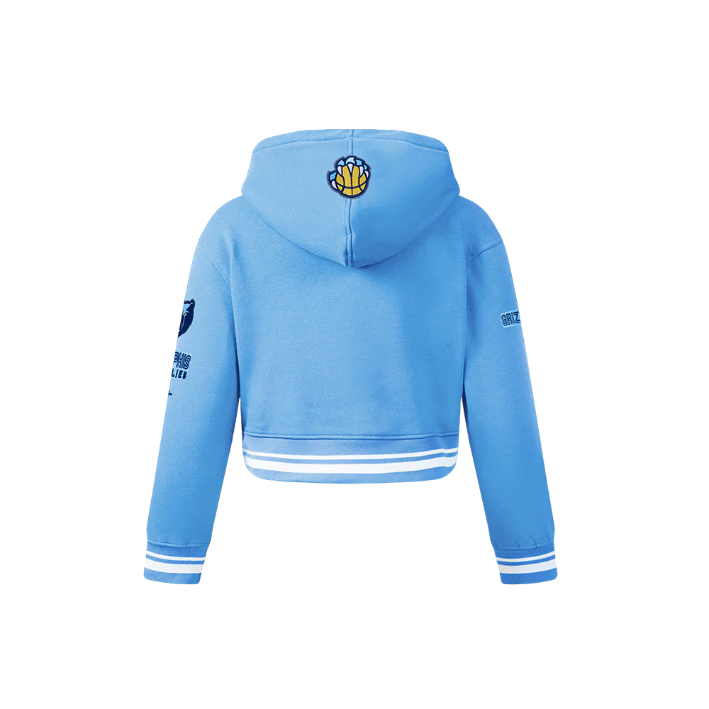NBA MEMPHIS GRIZZLIES RETRO CLASSIC LITTLE GIRLS RIB FLEECE PULLOVER HOODIE (UNIVERSITY BLUE) - Image 3