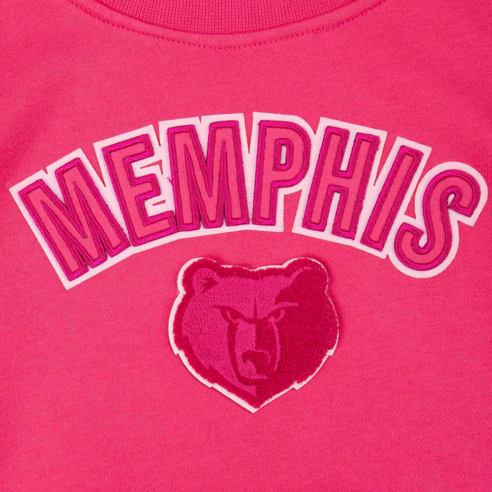 NBA MEMPHIS GRIZZLIES TRIPLE PINK LITTLE GIRLS FLEECE CREWNECK (BEETROOT PURPLE) - Image 5