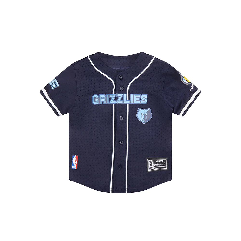 NBA MEMPHIS GRIZZLIES CLASSIC TODDLER BOYS MESH BUTTON DOWN SHIRT (MIDNIGHT NAVY) - Image 3