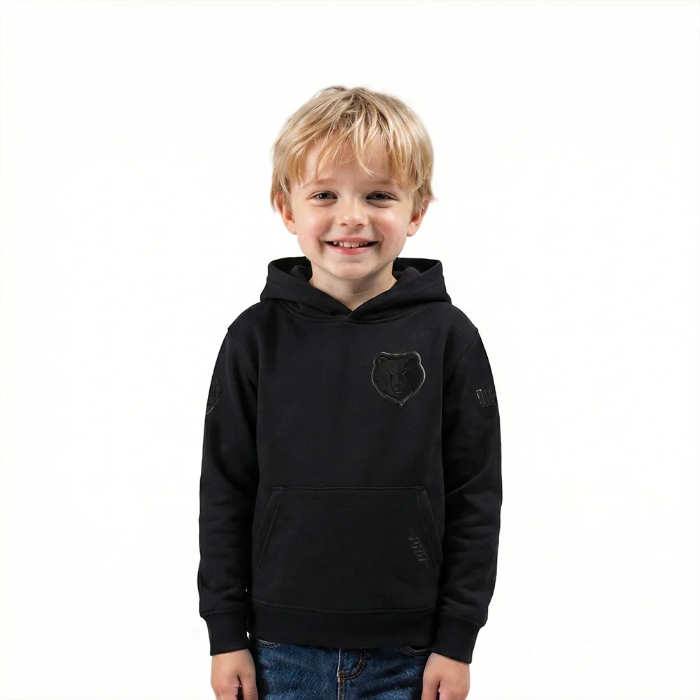 NBA MEMPHIS GRIZZLIES TRIPLE BLACK TODDLER BOYS FLEECE PULLOVER HOODIE (BLACK)