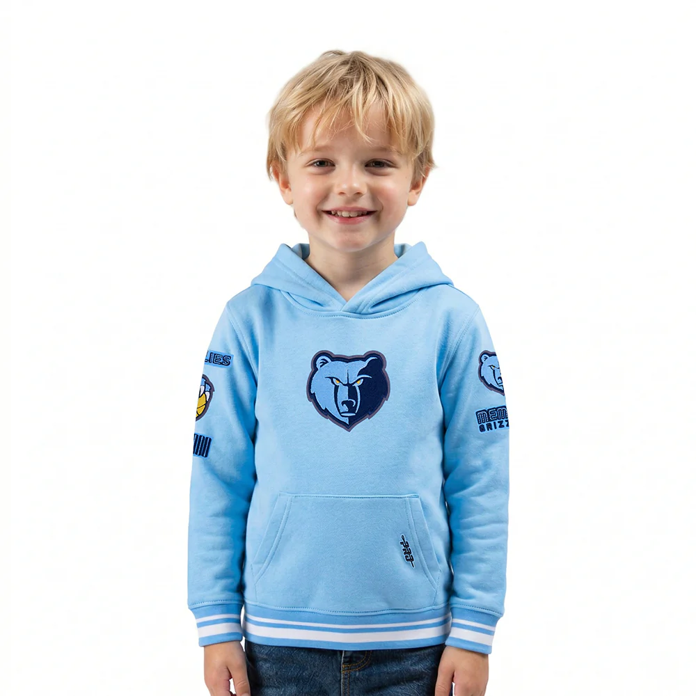 NBA MEMPHIS GRIZZLIES RETRO CLASSIC TODDLER BOYS RIB FLEECE PULLOVER HOODIE (UNIVERSITY BLUE)