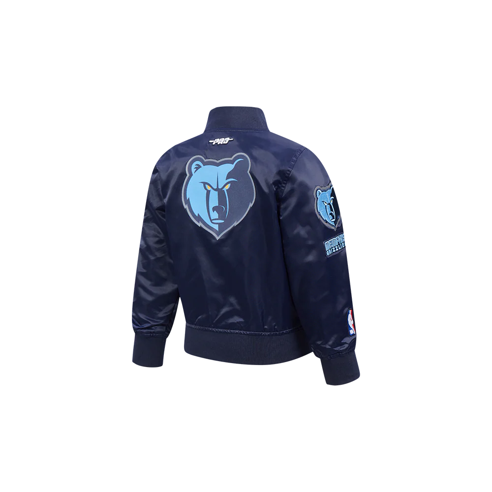NBA MEMPHIS GRIZZLIES CLASSIC TODDLER BOYS SATIN JACKET (MIDNIGHT NAVY) - Image 4