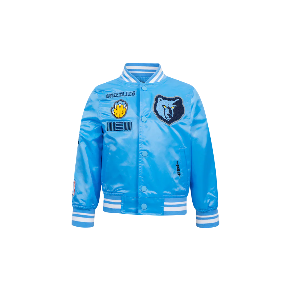NBA MEMPHIS GRIZZLIES RETRO CLASSIC TODDLER BOYS RIB SATIN JACKET (UNIVERSITY BLUE)