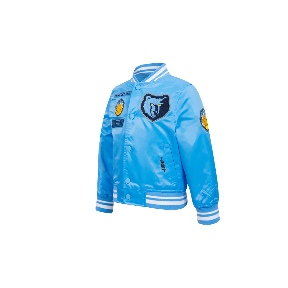 NBA MEMPHIS GRIZZLIES RETRO CLASSIC TODDLER BOYS RIB SATIN JACKET (UNIVERSITY BLUE) - Image 2