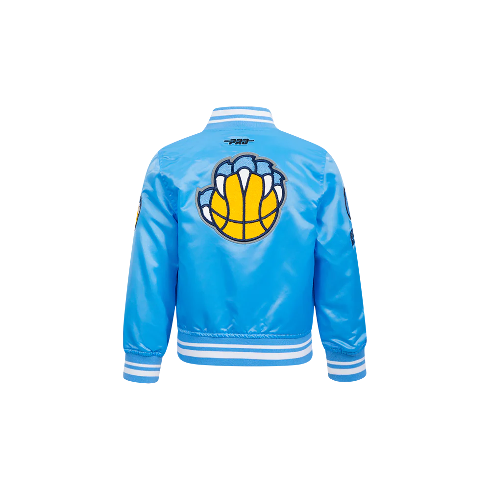 NBA MEMPHIS GRIZZLIES RETRO CLASSIC TODDLER BOYS RIB SATIN JACKET (UNIVERSITY BLUE) - Image 3