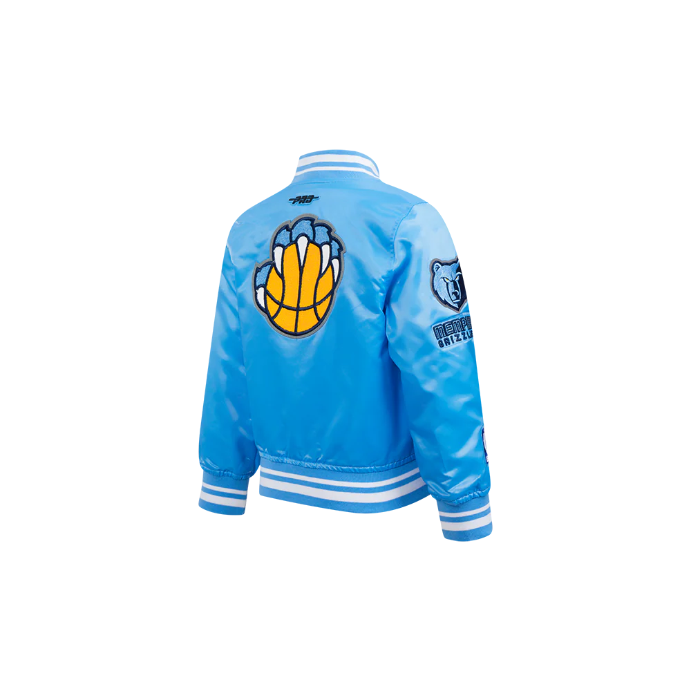 NBA MEMPHIS GRIZZLIES RETRO CLASSIC TODDLER BOYS RIB SATIN JACKET (UNIVERSITY BLUE) - Image 4