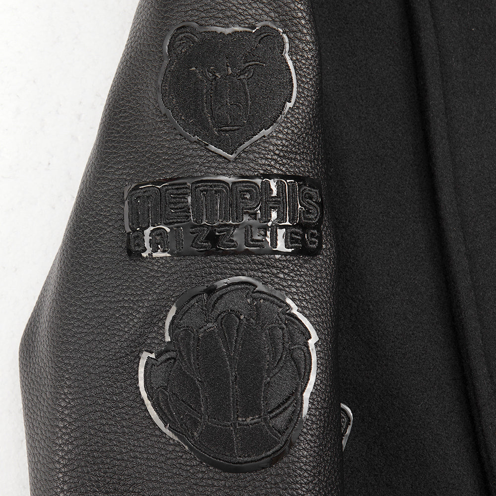 NBA MEMPHIS GRIZZLIES TRIPLE BLACK TODDLER BOYS WOOL VARSITY JACKET (JET BLACK) - Image 7